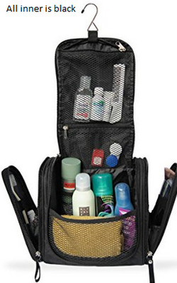 Schwarzer Reise-Make-uporganisator, hängende kosmetische Reise-Tasche mit multi Taschen