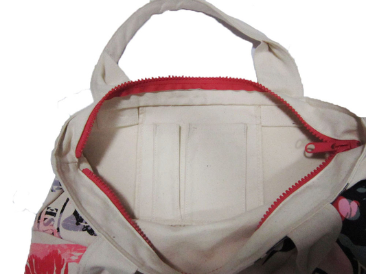Die Einkaufstasche-Siebdruck-Druck der weißen Frauen Nylonmit Reißverschluss-Schließung